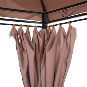 Gazebo da Giardino 4x3m in Acciaio Doppio Tetto  Cachi...