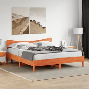 Giroletto Senza Materasso Marrone Cera 200x200 Cm Legno Di Pino /
