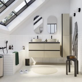 Mobile bagno sospeso con lavabo Studio top incluso L 60 x H 58 x P 48.1 cm beige cannettato in mdf 2 cassetti per doppia vasca