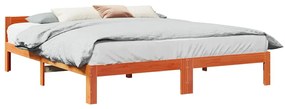 Giroletto Senza Materasso Marrone Cera 160x200 Cm Legno Di Pino /