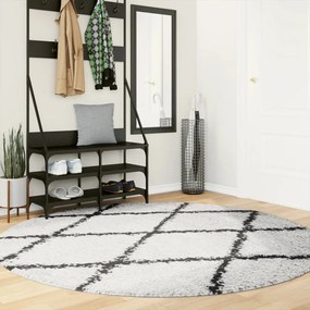 Tappeto Shaggy Pamplona A Pelo Lungo Crema E Nero Ø 200 Cm /