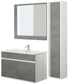Composizione Bagno Sospesa 90 cm in Legno con 2 Ante Colore Cemento