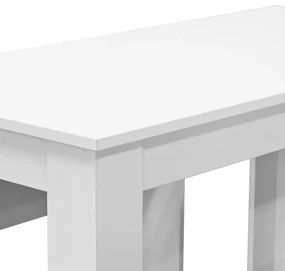 Tavolo da pranzo e panche 3 pz truciolato bianco