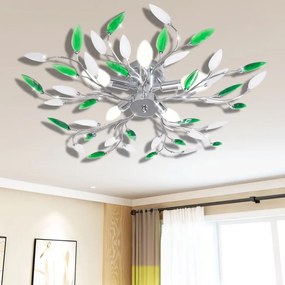 Lampada Da Soffitto Verde E Bianco İn Cristalli Acrilici 5 E14 /