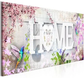 Quadro Home and Hummingbirds (1 Part) Pink Narrow  Colore colorful, Dimensioni e Misure 135x45