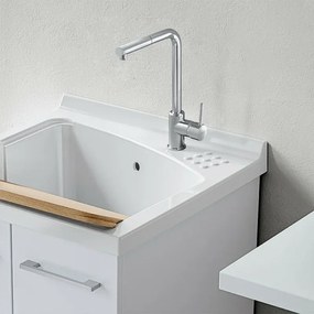 Mobile lavatoio 61x50 cm Revine vasca in ceramica e asse in legno