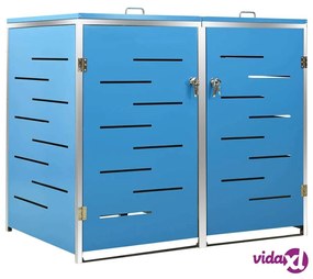 vidaXL Copri Bidoni Pattumiera Doppia 138x77,5x112,5 cm Acciaio Inox