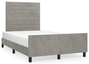 Giroletto Senza Materasso Grigio Chiaro 120x190 Cm Velluto /
