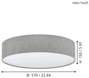 Eglo 97613 - Plafoniera PASTERI 3xE27/60W/230V 57 cm