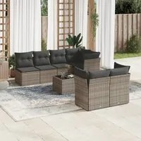 Set Divano da Giardino 8 pz con Cuscini Grigio in Polyrattan 3249139