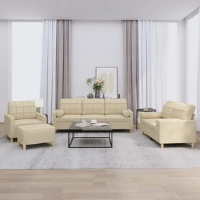 Set Divani 4 Pz Con Cuscini Crema İn Tessuto /