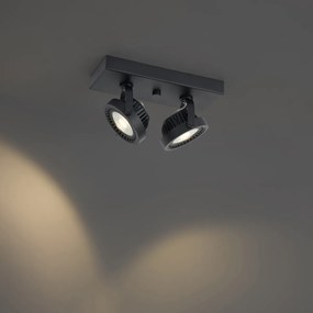 Faretto moderno da superficie nero con LED dimmerabile a 2 luci - Apollo