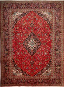 Kashan Tappeto 400x290 Rosso (Iran) Annodato A Mano