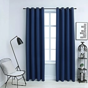 Tende Oscuranti Con Anelli İn Metallo 2 Pz Blu 140x245 Cm /
