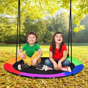 Costway Altalena disco per bambini con design reversibile, Altalena giocattolo per interno ed esterno Colorato