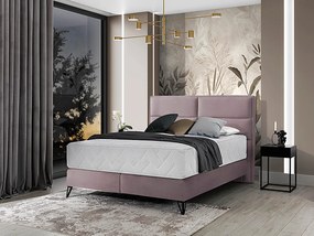 Letto matrimoniale boxspring Svezia - 160 x 200 cm , Tessuto rosa chiaro