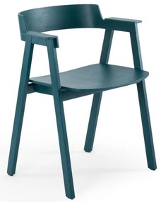 Sedia da pranzo color petrolio in rovere massiccio con braccioli Flip – Gazzda