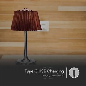 Lampada LED da Tavolo 15W Touch 3in1 con Batteria USB-C Marrone