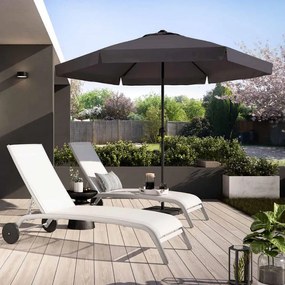 Ombrellone a palo centrale grigio Avea NATERIAL con telo esagonale antracite L 296 x P 296 x H 247 cm