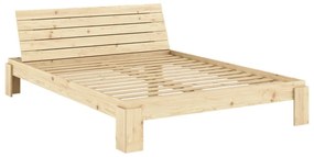 Letto matrimoniale di colore naturale in pino massiccio con rete inclusa 160x200 cm Layers – Karup Design