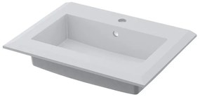 Lavabo integrale rettangolare Moon L 61 x H 46 x P 46 cm in porcellana bianco