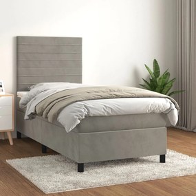 Giroletto A Molle Con Materasso Grigio Chiaro 100x200cm Velluto /