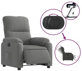 Poltrona a rialzo reclinante elettrica grigio scuro microfibra