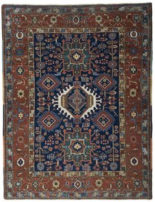 Heriz Tappeto 190 x 150 Blu (Iran) Annodato A Mano