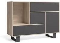 Credenza sala da pranzo 120x40x86cm Buffet 1 porta, 3 cassetti colore Rovere e Grigio Antracite