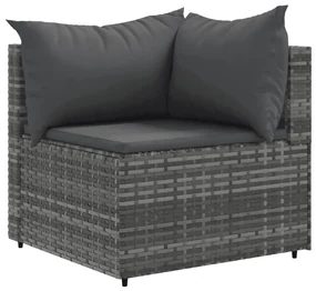 Set divani da giardino 11 pz con cuscini in polyrattan grigio