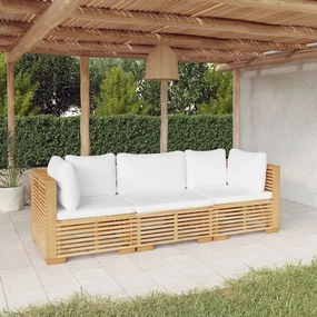 Set divani da giardino 3 pz con cuscini legno massello di teak