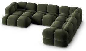 Divano angolare verde (con penisola a destra/a U) con rivestimento in velluto Loretto – Cosmopolitan Design