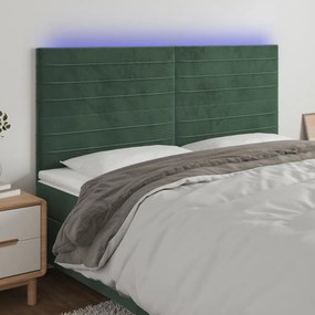 Testiera A Led Verde Scuro 160x5x118/128cm İn Velluto /