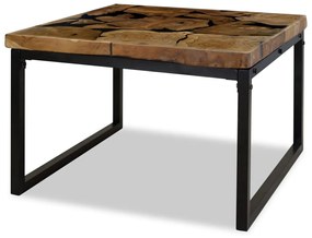 Tavolino da caffè in legno di teak e resina 60x60x40 cm