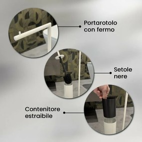 Piantana porta rotolo e scopino da appoggio in acciaio bianco opaco Style
