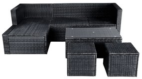 Set Divani da Giardino 4 pz con Cuscini in Polyrattan Nero