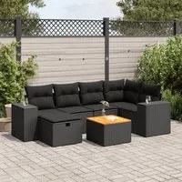 Set Divani da Giardino con Cuscini 7pz Nero Polyrattan 3325870