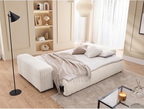 Divano color crema allungabile/con contenitore con rivestimento in velluto a coste 260 cm Justin – Ropez