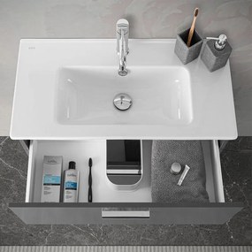 Mobile bagno sospeso 80  antracite lucido con lavabo e specchio   Miami
