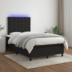 Letto A Molle Con Materasso E Led Nero 120x200cm İn Tessuto /