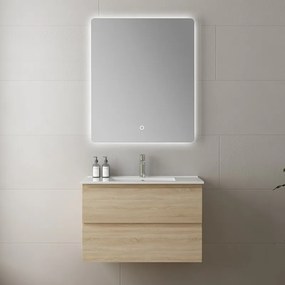 Kamalu - Mobile bagno 80 cm lavabo integrato legno chiaro | KAM-HR80
