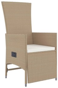 Set da pranzo da giardino 11 pz con cuscini beige in polyrattan