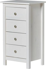 Cassettiera alta bianca in legno di pino 46x80 cm Berna - Marckeric