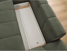 Divano angolare verde allungabile e con contenitore (penisola a sinistra/chaise lounge) con rivestimento in ciniglia Everest – Bobochic Paris