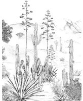 Isidore Leroy Carta da parati panoramica Succulentes Grisaille - Panel B
