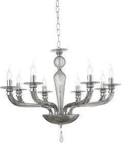 Lampadario a sospensione D82 cm VILLA a 8 luci in vetro lavorato a mano FUMČ