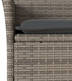 Set da bistrò 3 pz con cuscini grigio polyrattan e vetro
