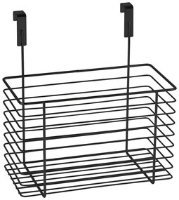 Cestino in metallo nero da appendere all'anta della cucina Slim, altezza 25 cm - Wenko