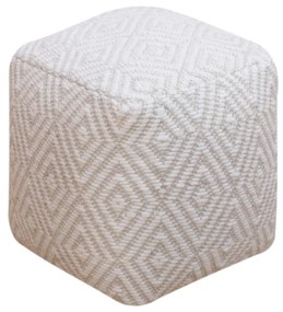 WOLF - pouf in lana avorio con decoro 40 x 40