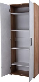 Scarpiera 2 ante grande in legno con ripiani 70x189h cm Noce chiaro anta cemento chiaro